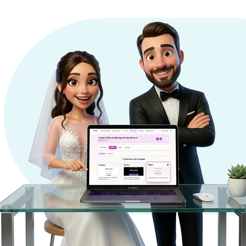 Aperçu d'un thème moderne pour site mariage.